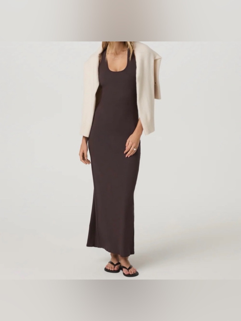 Vuori Pose Scoop Maxi Dress French Roast Sz Small NEW